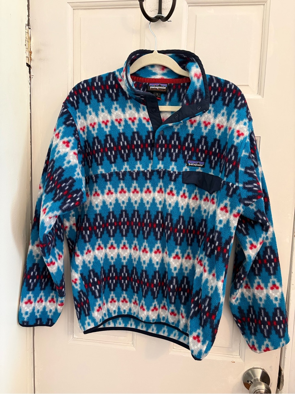 Patagonia Men's Synchilla Snap-T Pullover Forest Carpet Colorful patterned sz S